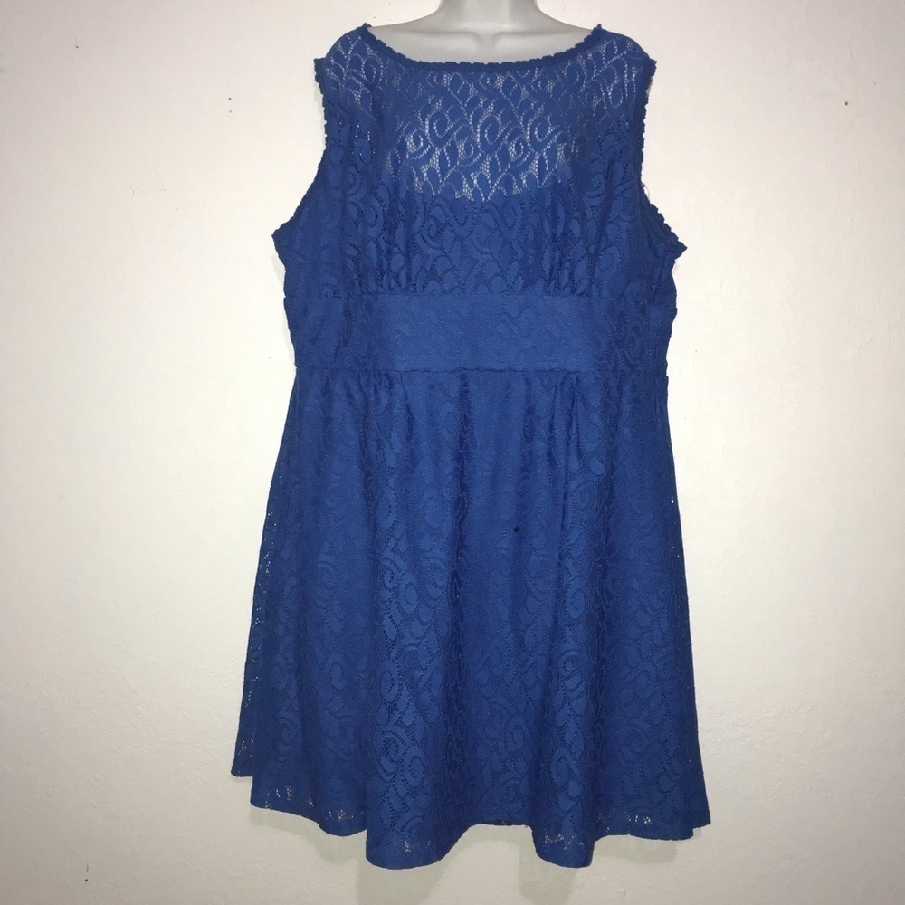 Dressbarn Blue Overlay Lace Dress 20 - Picture 2 of 7